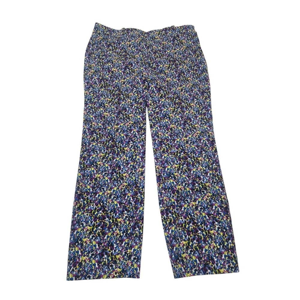 Ann Taylor Chelsea Crop Mid Rise Pants Women's 8 Purple Green Side Zip H19.1